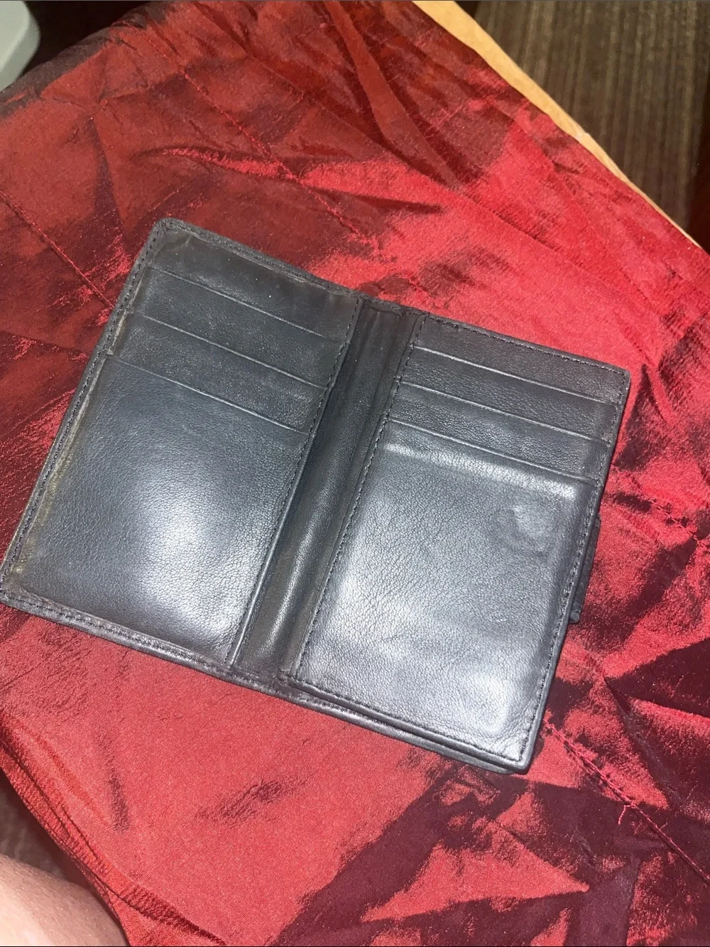Vintage  Anne Klein Black Leather Wallet with Gold-Tone AK Logo 15